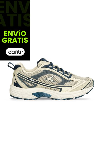 Tenis Deportivos Para Mujer Power Beige-Azul Zeta Relic