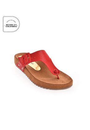 Priceshoes Sandalia Plana Casual 462Oliviarojo
