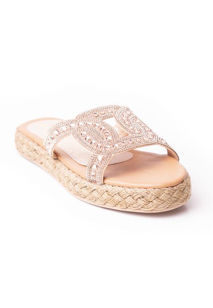 Price Shoes Sandalia Plana Para Mujer Brillantes 312GEORGINAOROROSA