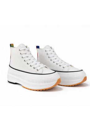 PriceShoes Tenis Plataforma Moda Para Mujer 622C62F1021BLANCO