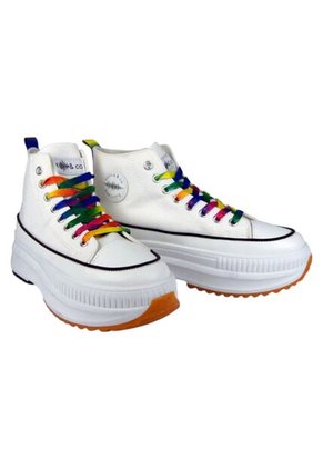 PriceShoes Tenis Plataforma Moda Para Mujer 622C62F1021BLANCO