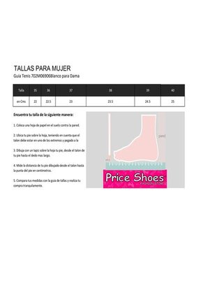 Price Shoes Tenis Deportivos Mujeres 702M06906Blanco