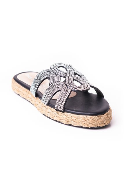 Price Shoes Sandalia Plana Para Mujer Con Brillante 312ESMERALDANEGRO