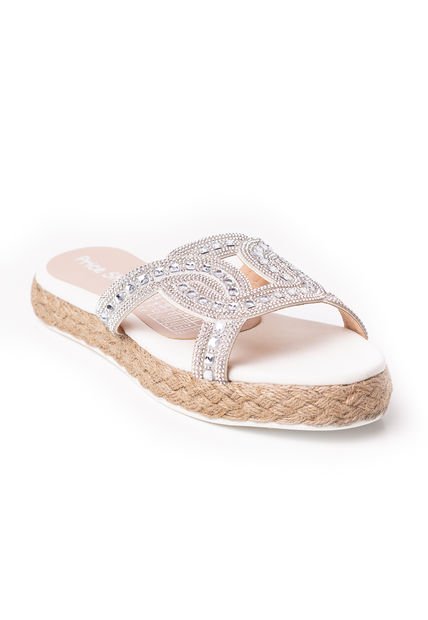 Price Shoes Sandalia Plana Para Mujer Brillantes 312GEORGINAPLATA