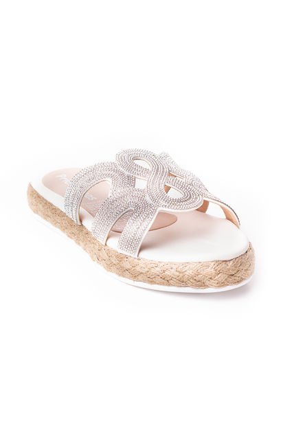 Price Shoes Sandalia Plana Para Mujer Con Brillante 312ESMERALDAPLATA