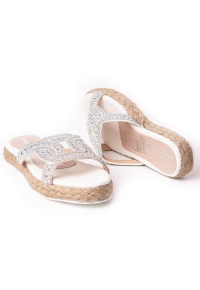 Price Shoes Sandalia Plana Para Mujer Brillantes 312GEORGINAPLATA