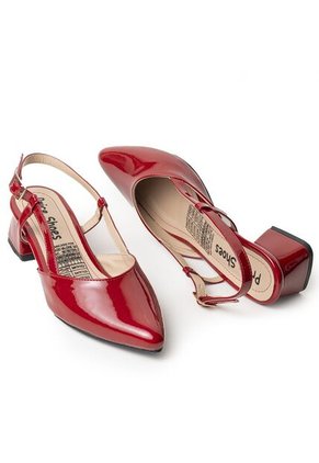 Priceshoes Zapatos Ejecutivo Puntudo En Charol Para Mujer 9721215ROJO