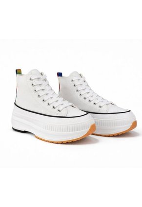 PriceShoes Tenis Plataforma Moda Para Mujer 622C62F1021BLANCO