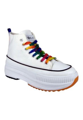 PriceShoes Tenis Plataforma Moda Para Mujer 622C62F1021BLANCO