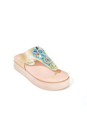 Price Shoes Sandalias Confort Bordada Mujer 752SK11CHAMPANA