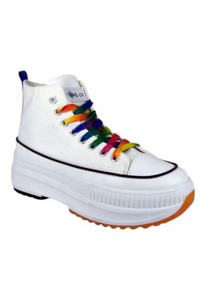 PriceShoes Tenis Plataforma Moda Para Mujer 622C62F1021BLANCO