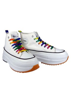 PriceShoes Tenis Plataforma Moda Para Mujer 622C62F1021BLANCO