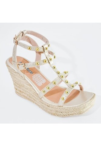 Price Shoes Plataforma Con Estoperoles Para Mujer 182AL844CHAMPANA Price Shoes