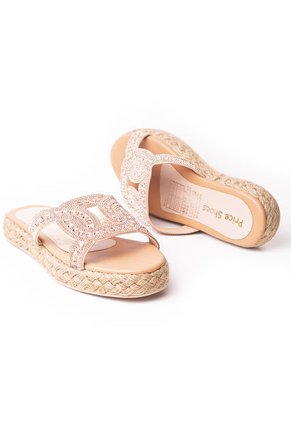 Price Shoes Sandalia Plana Para Mujer Brillantes 312GEORGINAOROROSA