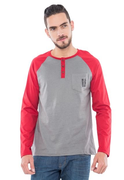 Camiseta Manga Larga Pronto Gris-Rojo