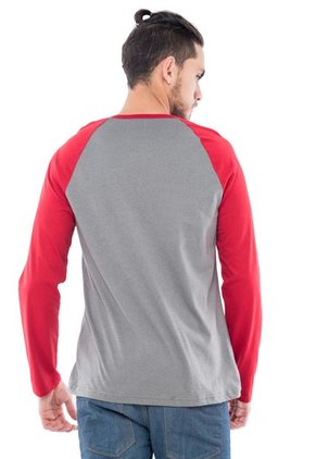 Camiseta Manga Larga Pronto Gris-Rojo