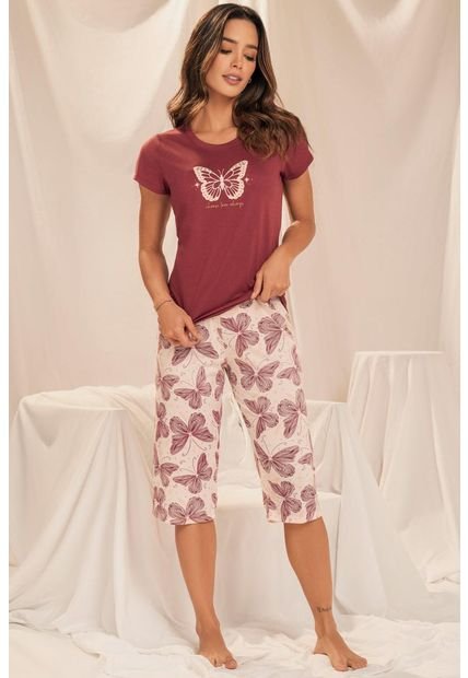 Pijama 11928 Conjunto Capri M-Corta Vino Tinto