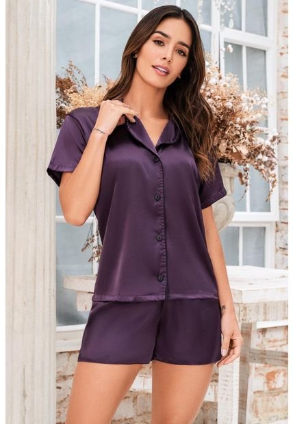 Short Camisa Satín Uva 11973 - Purpura