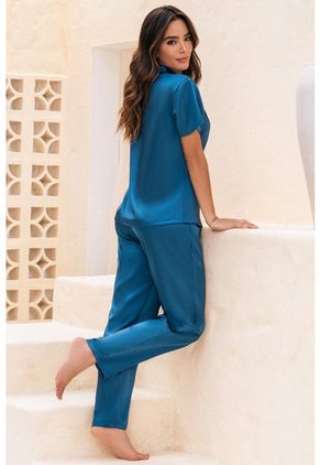 11946 Conjunto Pantalon Satín Verde Jade - Verde