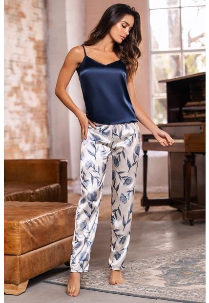 11782 Conjunto Pantalon Satín Azul