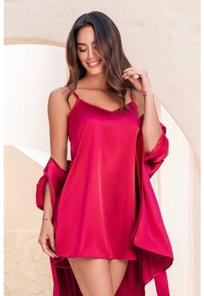 Pijama Vestido En Satín Cereza 12035 - Coral