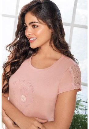 Conjunto Short Dama Palo Rosa 11843 Rosa Claro