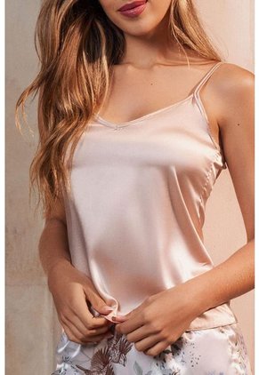 Pijama Conjunto Short Tiras Satín 12223 - Beige