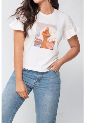 11860 Camiseta Mangas Con Boleros - Beige