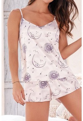 Pijama Short Tiras Satin Marfil 12018