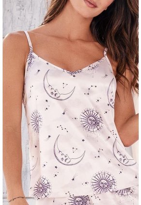 Pijama Short Tiras Satin Marfil 12018