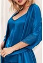 Pijama Kimono Satín Azul 12149 - Azul de Provócame