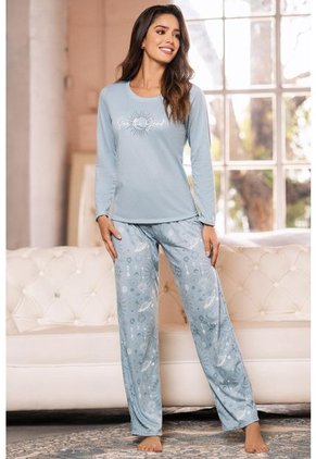 11812 Conjunto Pant M-Larga Dama Azul - Azul