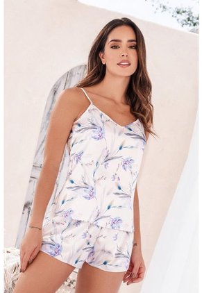 Pijama Short Tiras Satin Marfil 12019