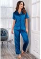 Pijama Conjunto Pantalón Satín Azul 12095 - Azul de Provócame