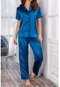 Pijama Conjunto Pantalón Satín Azul 12095 - Azul de Provócame
