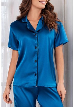 Pijama Conjunto Pantalón Satín Azul 12095 - Azul