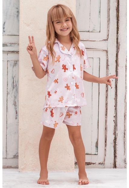 Pijama Conjunto Pijama Short Satín M- Corta Niña 12064 - Rosa Claro