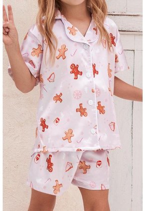 Pijama Conjunto Pijama Short Satín M- Corta Niña 12064 - Rosa Claro