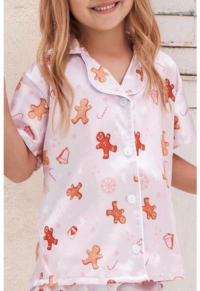 Pijama Conjunto Pijama Short Satín M- Corta Niña 12064 - Rosa Claro