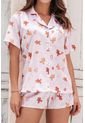 Pijama Short Manga Corta Satín Estampado 12063 Rosa Claro de Provócame