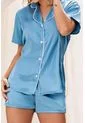 Pijama Short Camisa Satín Azul 12091 - Azul de Provócame