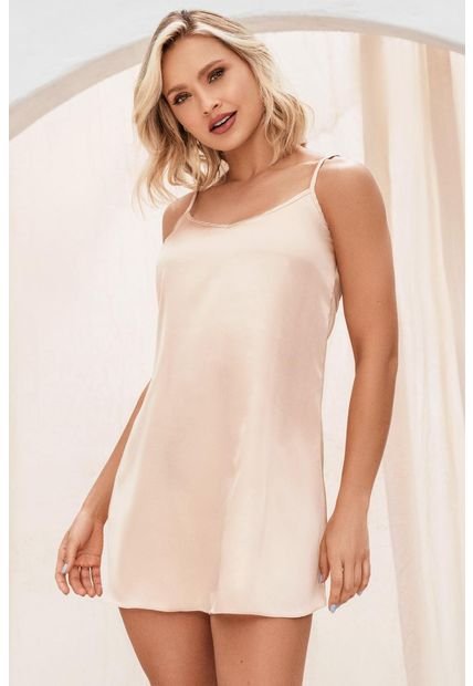 Pijama Vestido En Satín Dorado 12083 - Dorado