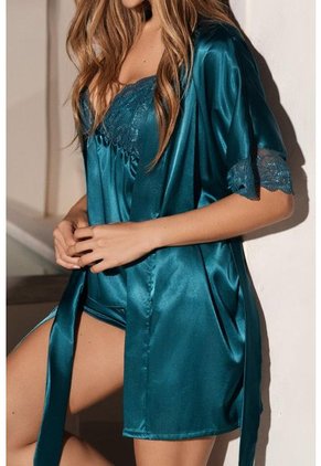 Pijama Kimono Satín Verde 12229 - Verde