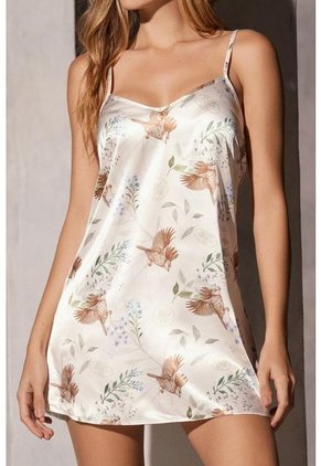 Pijama Vestido En Satín Marfil 12228 Beige