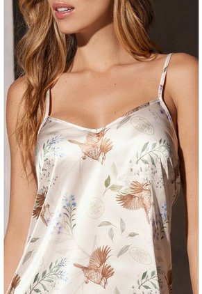 Pijama Vestido En Satín Marfil 12228 Beige