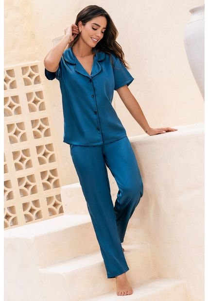 11946 Conjunto Pantalon Satín Verde Jade - Verde