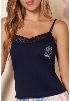 Pijama Short Camiseta Tiras Azul 12200 - Azul