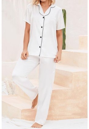 Pijama Conjunto Pantalon Satín Marfil 12033 - Beige