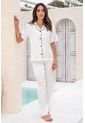 Pijama Conjunto Pantalon Satín Marfil 12033 - Beige de Provócame