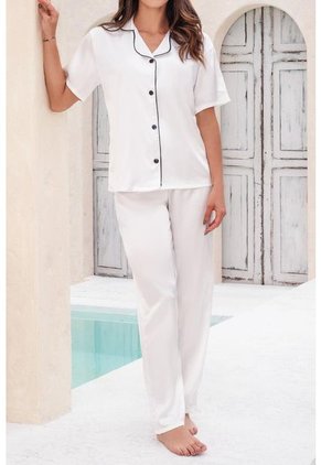 Pijama Conjunto Pantalon Satín Marfil 12033 - Beige